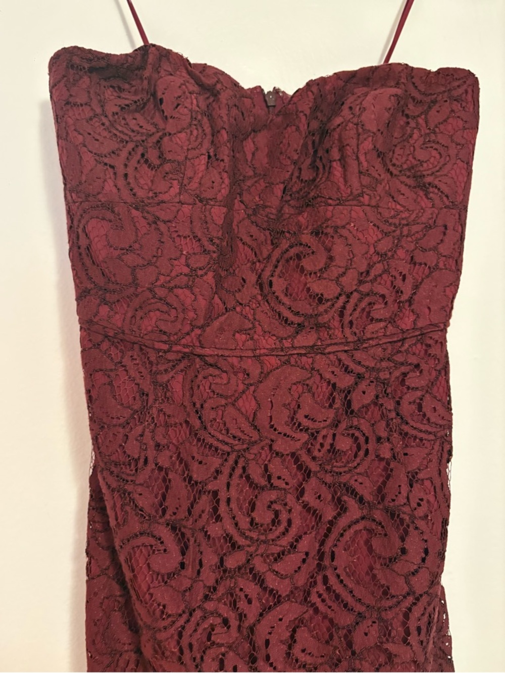 J. Crew Burgundy Lace Overlay Cocktail Dress - Picture 3 of 5